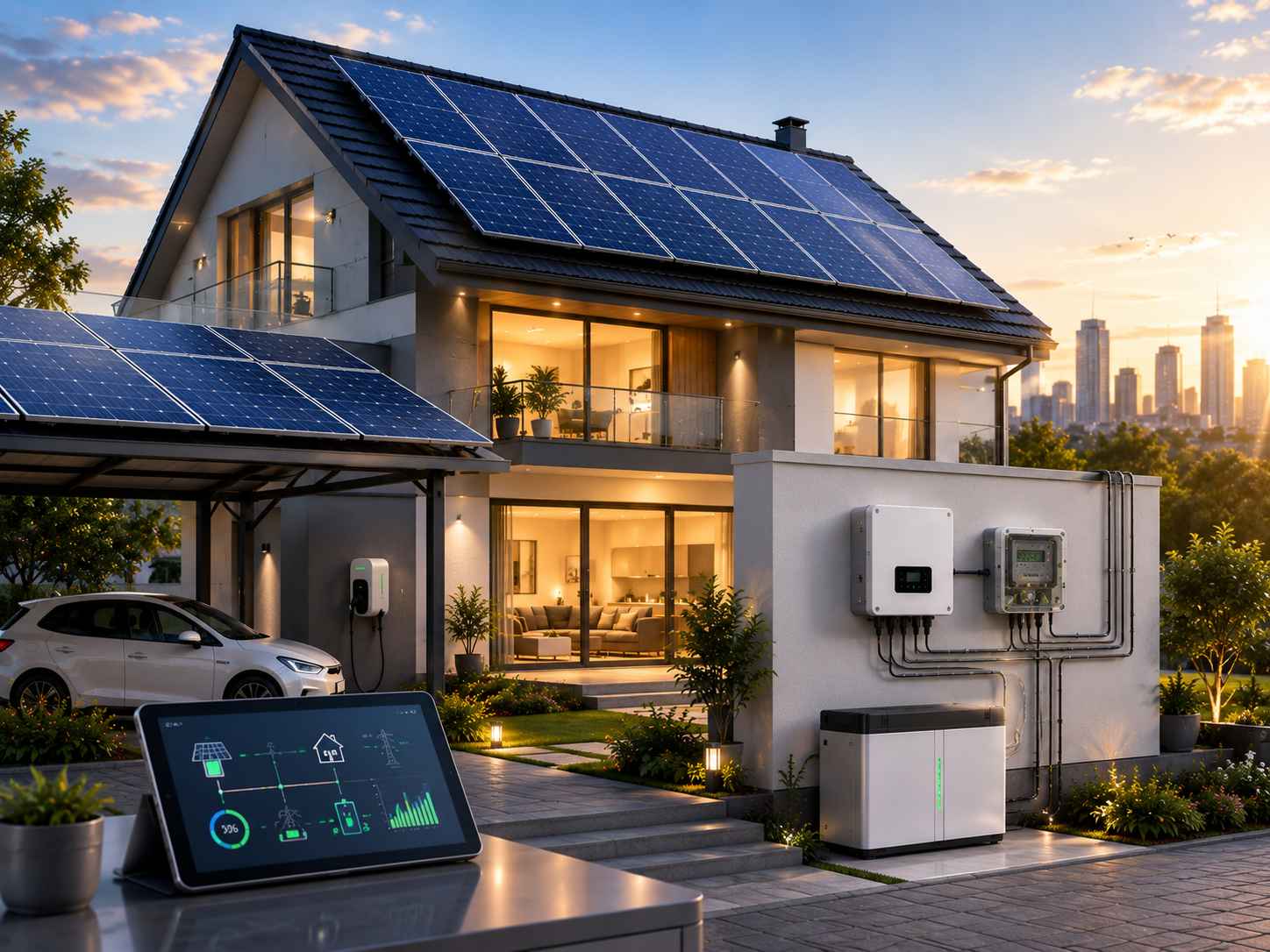 On-grid solar technology connected to the electricity network in Kerala