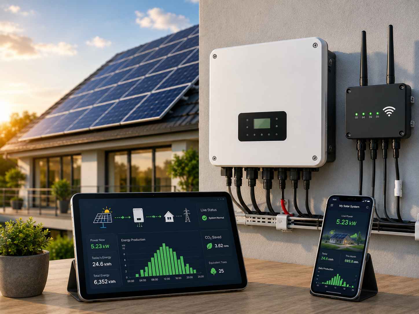 Modern solar inverter and smart performance monitoring system