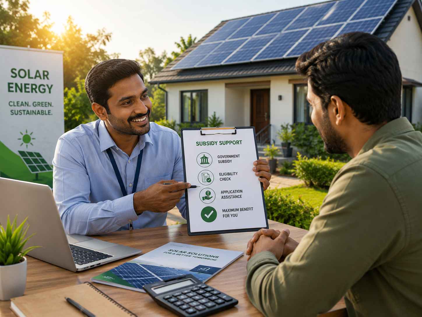 Solar consultant helping a customer with MNRE and KSEB subsidy documentation