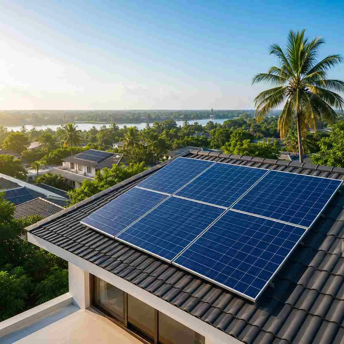 Residential rooftop solar panel installation by Rumion Power India in Kottayam