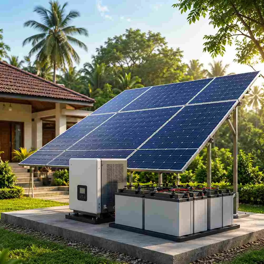 Off-grid solar system in Kerala with battery storage installed by Rumion Power India
