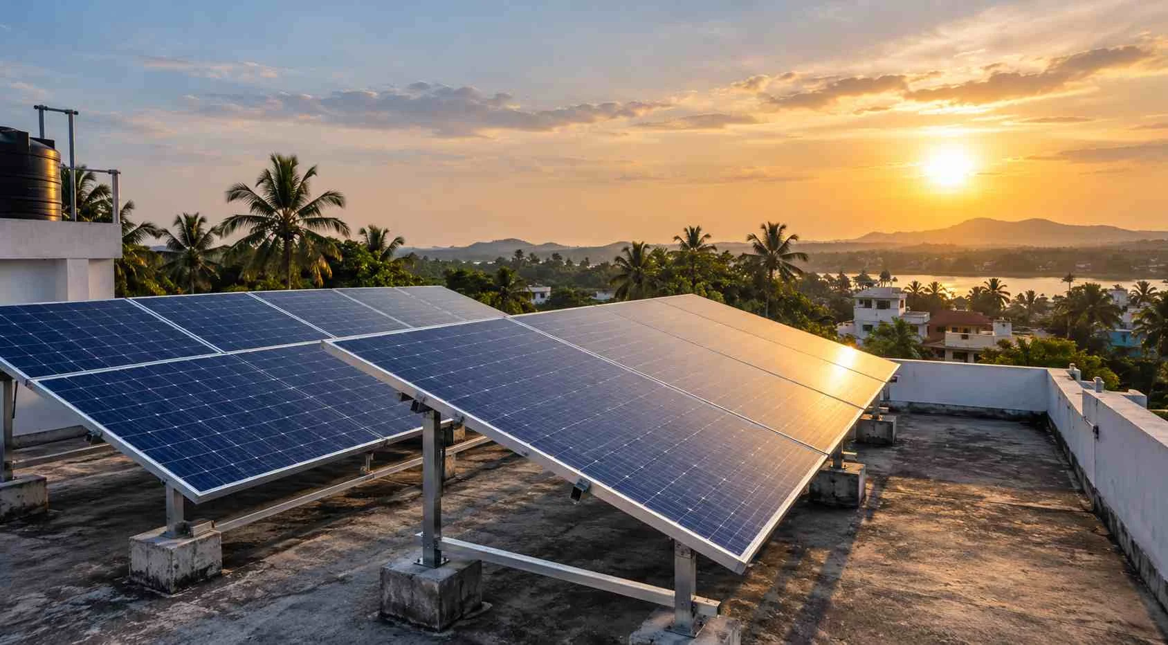 Solar panel angle in Kerala on a residential rooftop