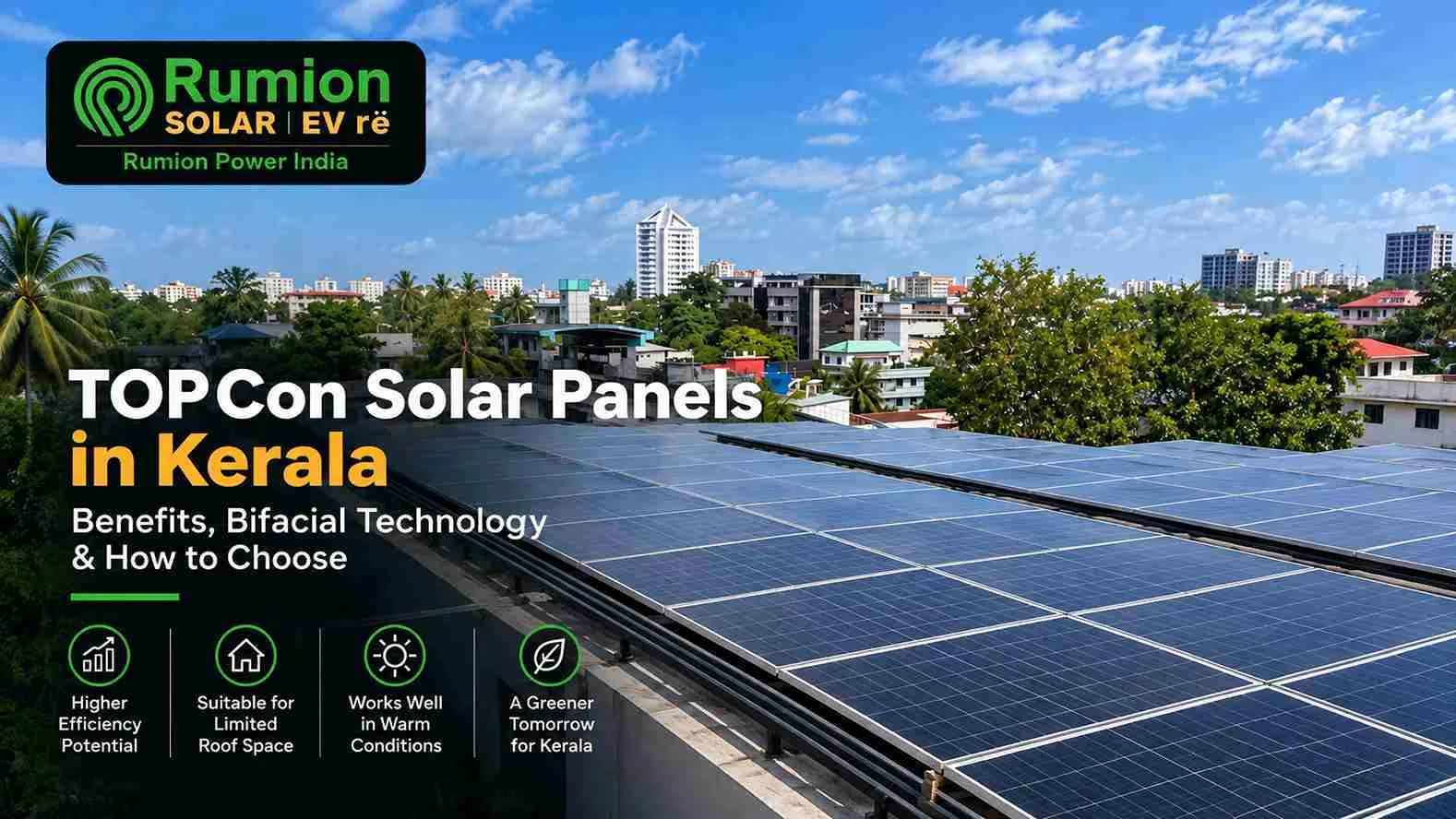TOPCon solar panel installation on a rooftop in Kerala